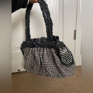 Blue Elegance Grey Rhinestone Bag